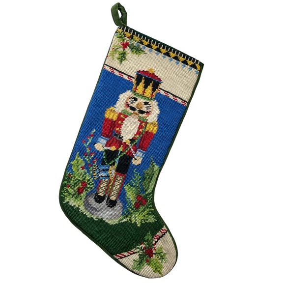 Holiday Nutcracker Needlepoint Velvet Christmas Stocking 10 Wool Poshmark